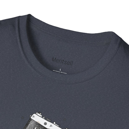Photography & Coffee Graphic Tee — Camera, Notebook, Coffee Cup Design