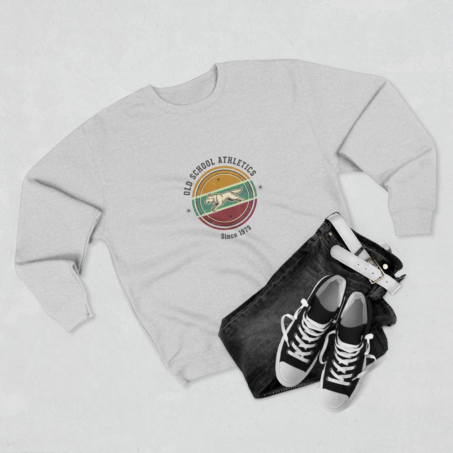 Vintage Surf Crewneck Sweatshirt — "Old School Athletics" Graphic