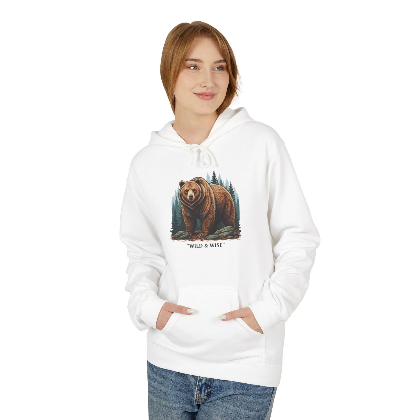 Bear Hoodie — "Wild & Wise" Forest Graphic Pullover