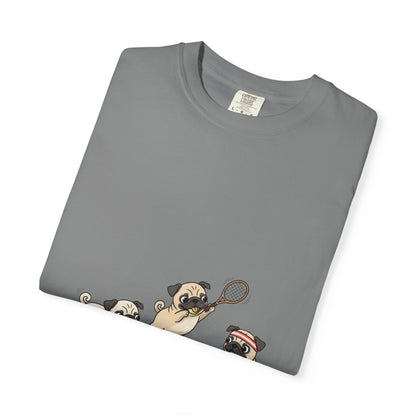Pug Tennis T-Shirt — Cute Pugs Playing Tennis Graphic Tee