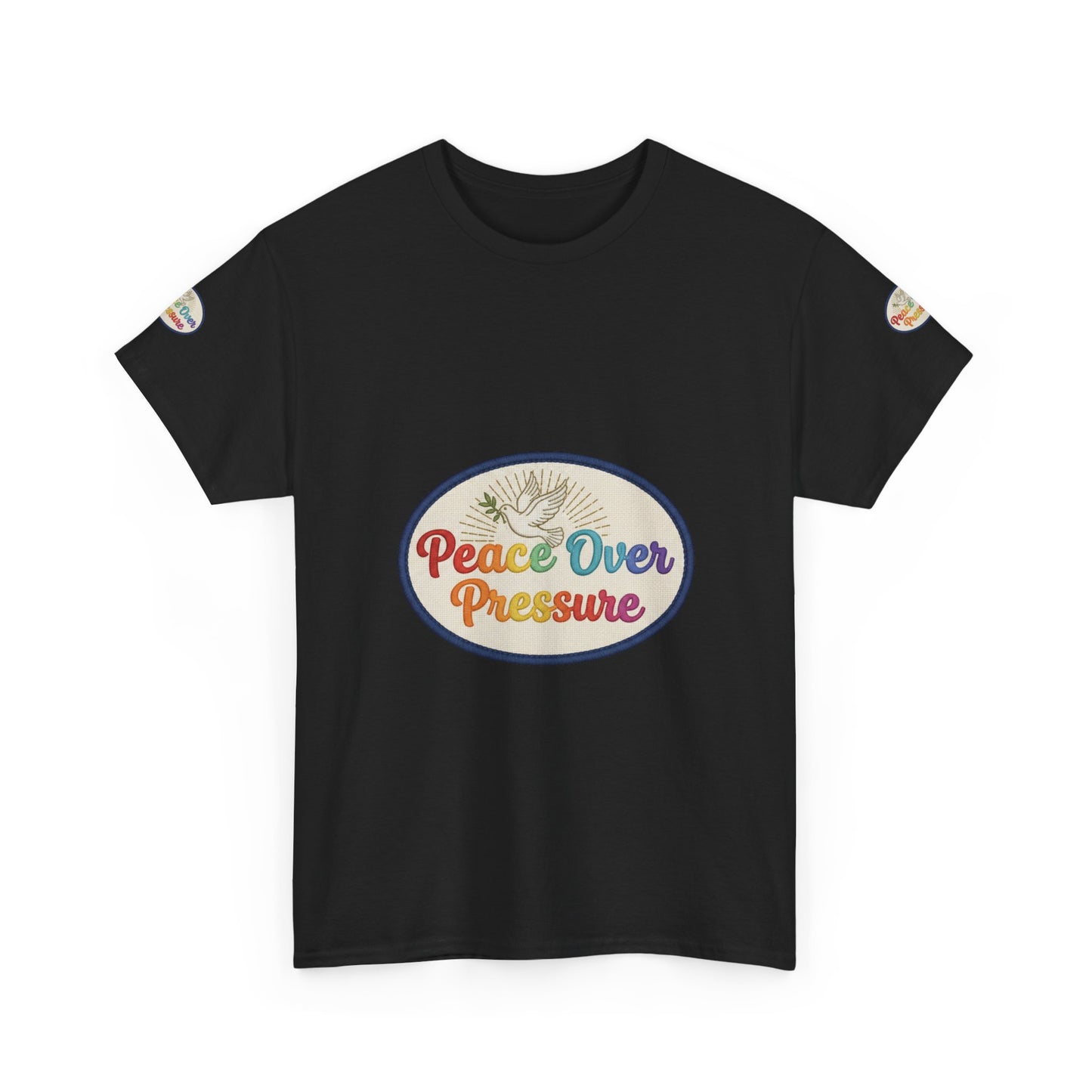 Peace Over Pressure T-Shirt — Retro Rainbow Dove Tee