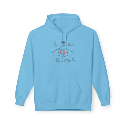 Cozy Heart & Rose Hoodie — Comfort, Home, Tea, Books Design