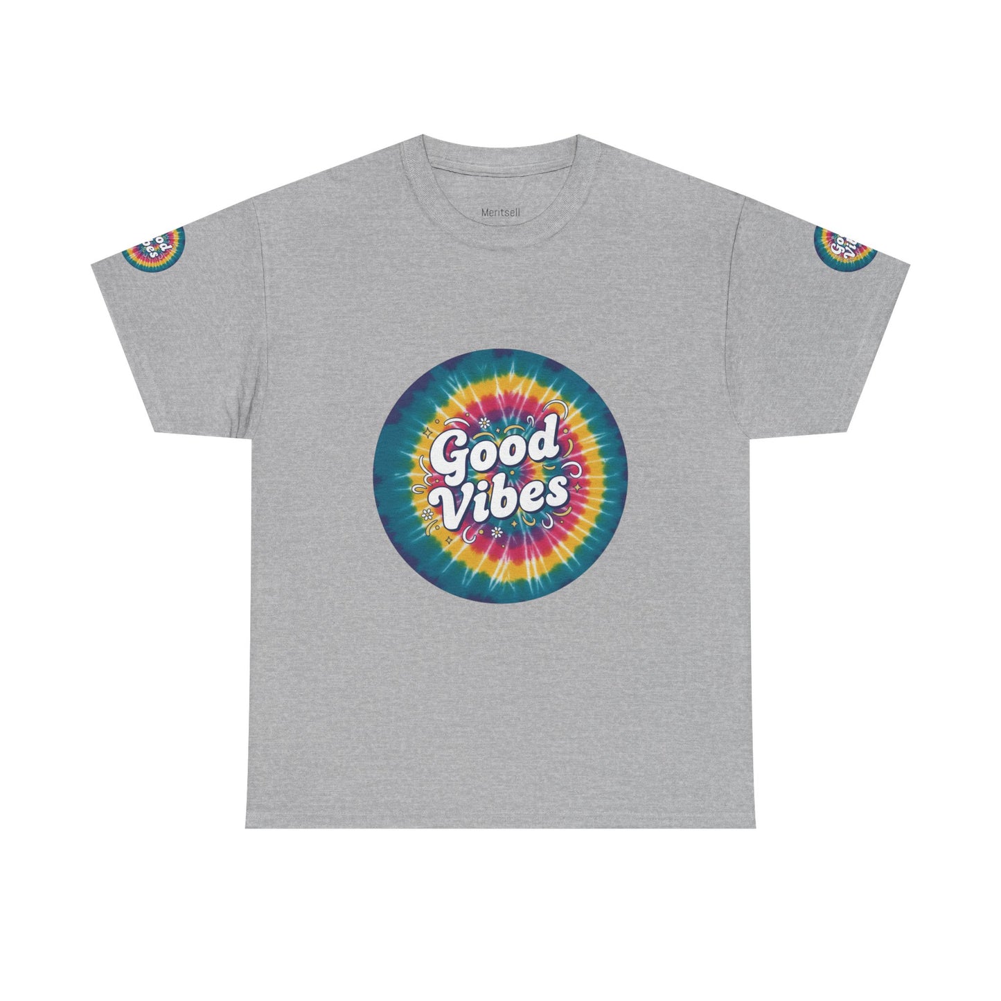 Good Vibes Tie-Dye Tee — Retro Rainbow Graphic T-Shirt