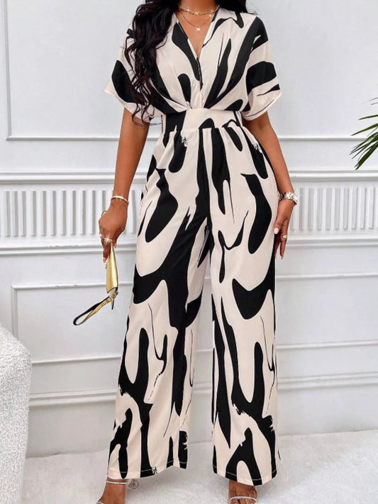 Abstract Print Wide-Leg Jumpsuit - Merit Sell