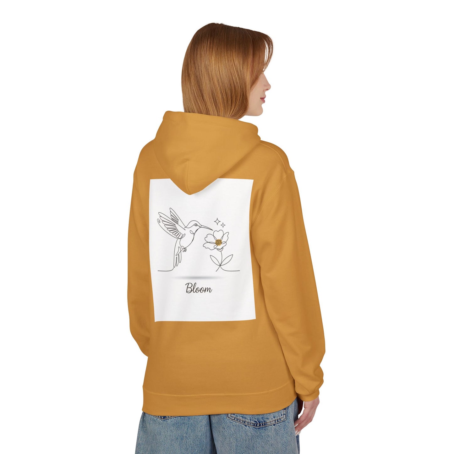Bloom Hummingbird Hoodie — Floral Minimalist Pullover