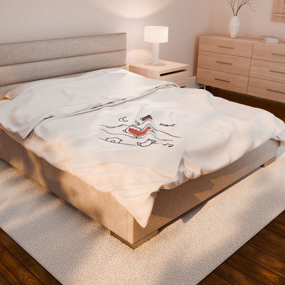 Plush Blanket — Cozy Heart & Home Illustration Velveteen Throw