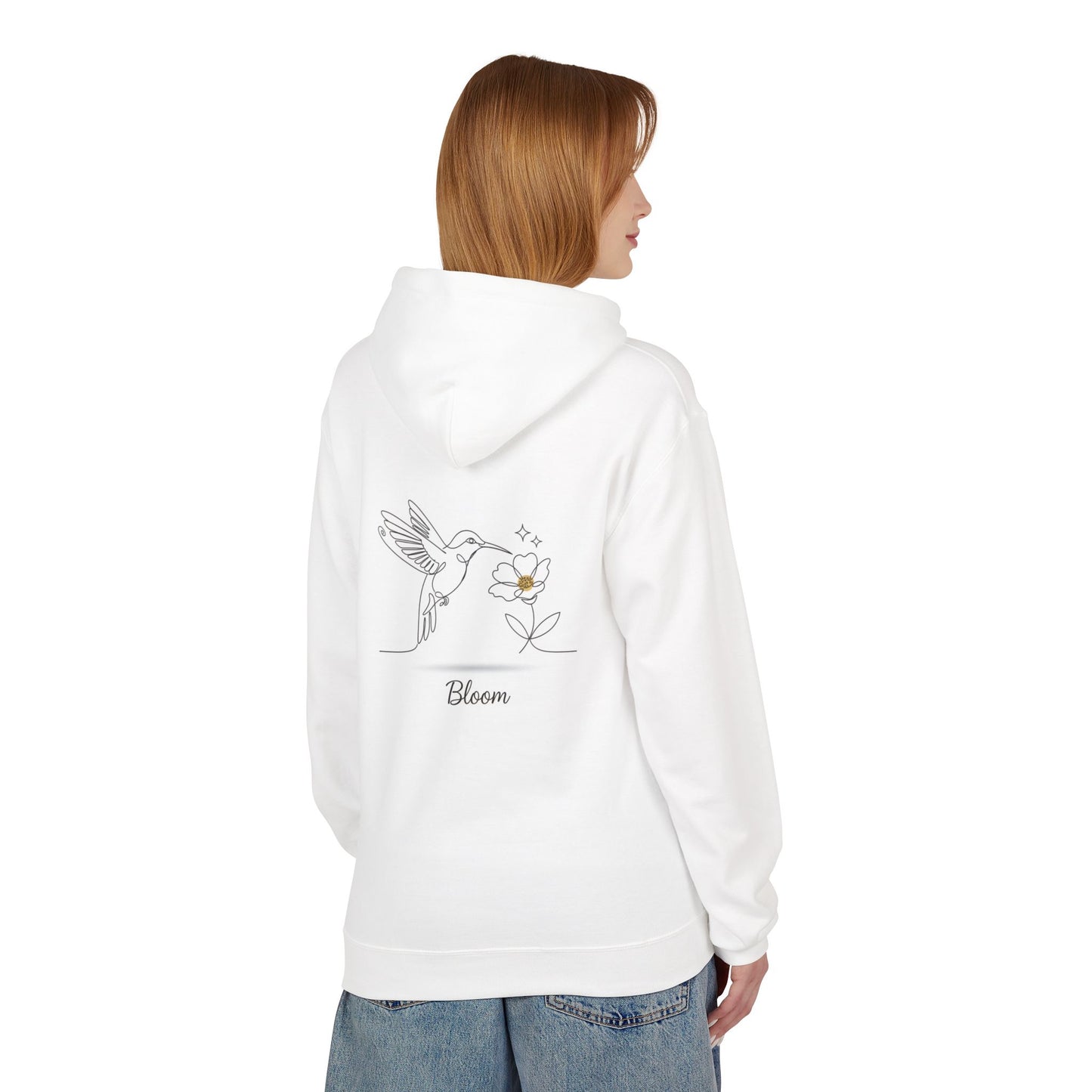 Bloom Hummingbird Hoodie — Floral Minimalist Pullover