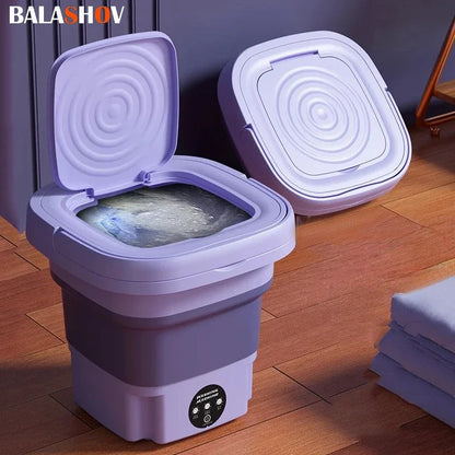 8L Portable Folding Washing Machine Bucket for Clothes Socks Underwear Cleaning Washer Portable Small Travel Washing Machine - Merit Sell