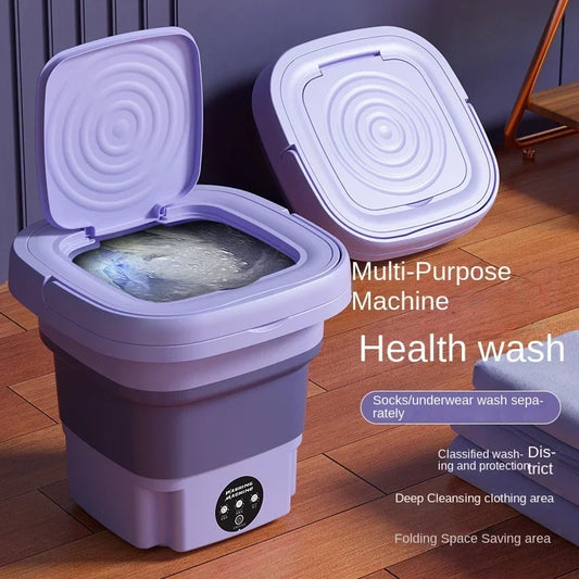 8L Portable Folding Washing Machine Bucket for Clothes Socks Underwear Cleaning Washer Portable Small Travel Washing Machine - Merit Sell