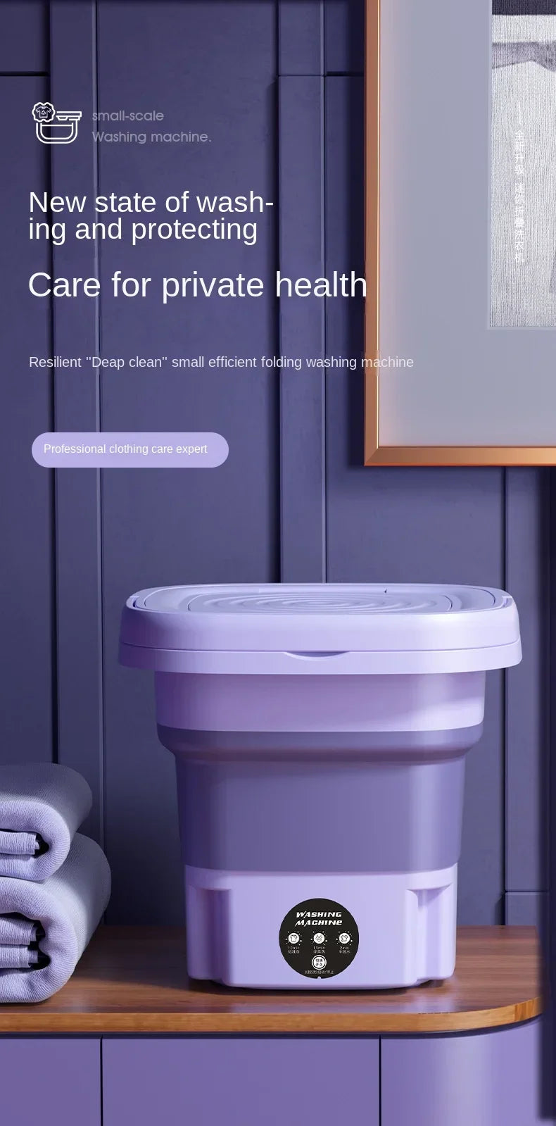 8L Portable Folding Washing Machine Bucket for Clothes Socks Underwear Cleaning Washer Portable Small Travel Washing Machine - Merit Sell