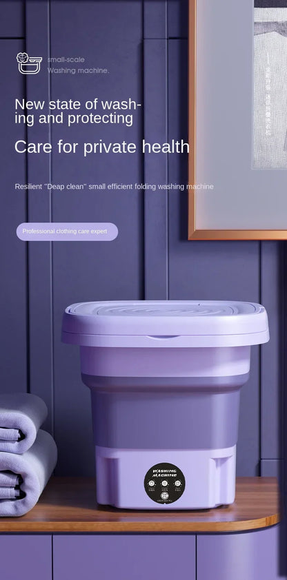 8L Portable Folding Washing Machine Bucket for Clothes Socks Underwear Cleaning Washer Portable Small Travel Washing Machine - Merit Sell