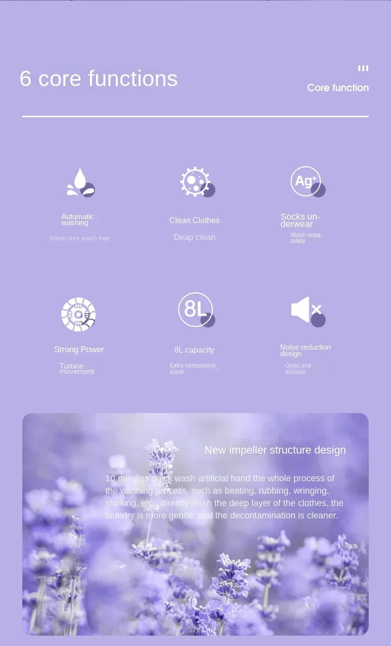 8L Portable Folding Washing Machine Bucket for Clothes Socks Underwear Cleaning Washer Portable Small Travel Washing Machine - Merit Sell