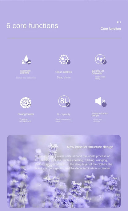 8L Portable Folding Washing Machine Bucket for Clothes Socks Underwear Cleaning Washer Portable Small Travel Washing Machine - Merit Sell