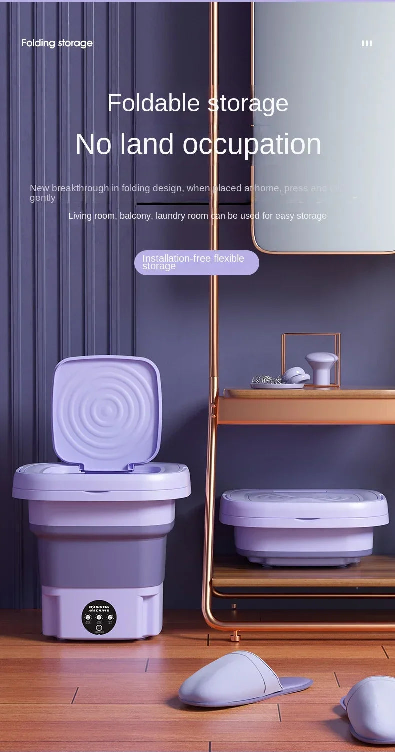 8L Portable Folding Washing Machine Bucket for Clothes Socks Underwear Cleaning Washer Portable Small Travel Washing Machine - Merit Sell