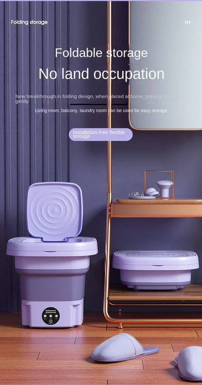 8L Portable Folding Washing Machine Bucket for Clothes Socks Underwear Cleaning Washer Portable Small Travel Washing Machine - Merit Sell