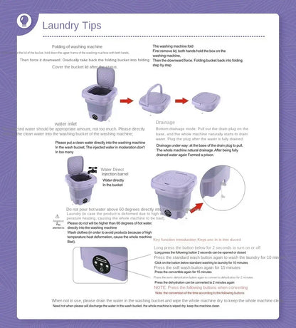 8L Portable Folding Washing Machine Bucket for Clothes Socks Underwear Cleaning Washer Portable Small Travel Washing Machine - Merit Sell