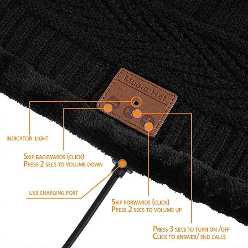 Beanie with Headphone Speaker & Mic - Stay Warm & Connected