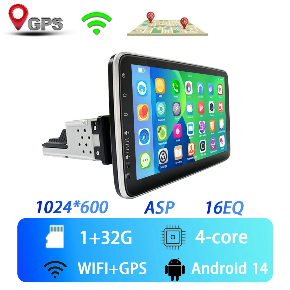 9'' Android14 1Din Car Radio Multimedia Video Player Head Unit Stereo Autoradio Carplay Android Auto WIFI BT GPS Navigation - Merit Sell