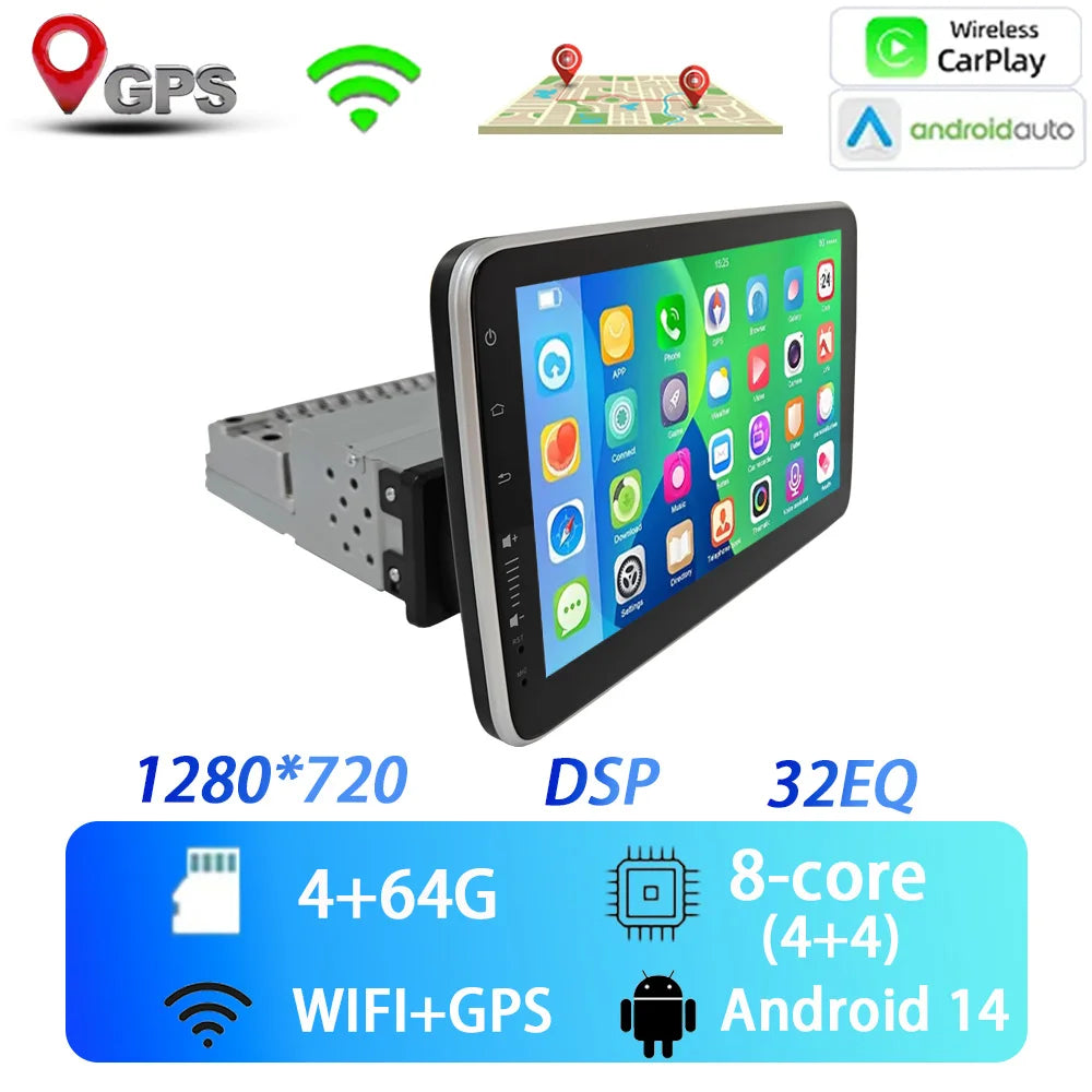 9'' Android14 1Din Car Radio Multimedia Video Player Head Unit Stereo Autoradio Carplay Android Auto WIFI BT GPS Navigation - Merit Sell