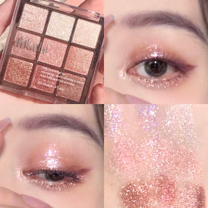 9-Color Eye Shadow Palette Glitter Pearly Eyeshadow Palette Nude Long Lasting Korean Charming Eyes Make Up Palette Cosmetics - Merit Sell