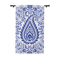 Blue Paisley Window Curtain - Boho Floral Drapery Panel