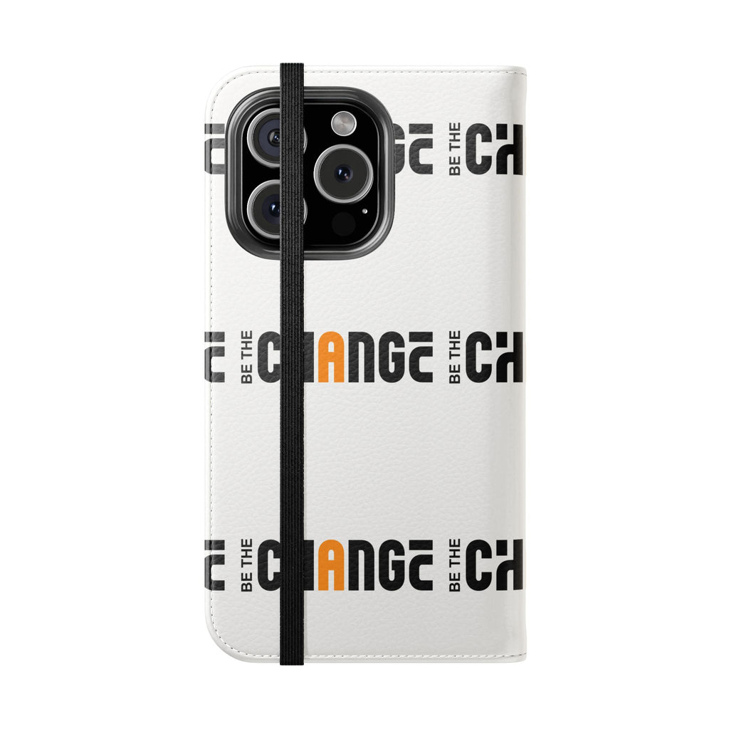Flip Case - "Be The Change" Repeating Logo Wallet Phone Case