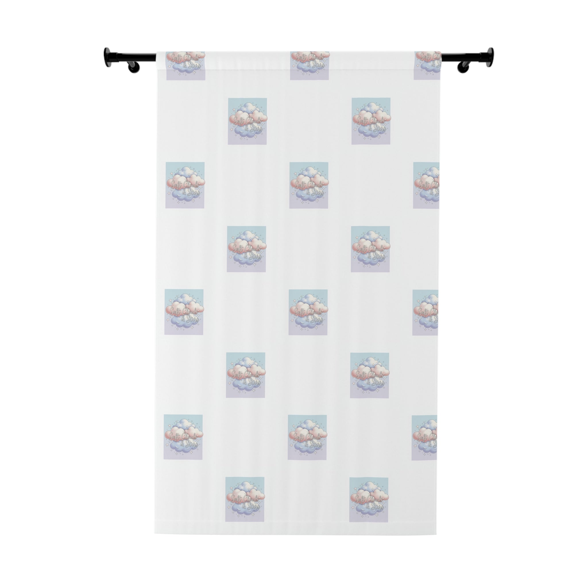 Cloudy Dreams Window Curtain – Pastel Cloud Pattern Single Panel