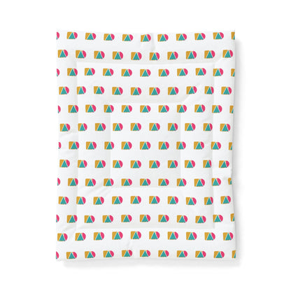 Geometric Rainbow Cotton Comforter — Colorful Modern Beach Ball Pattern Bedspread