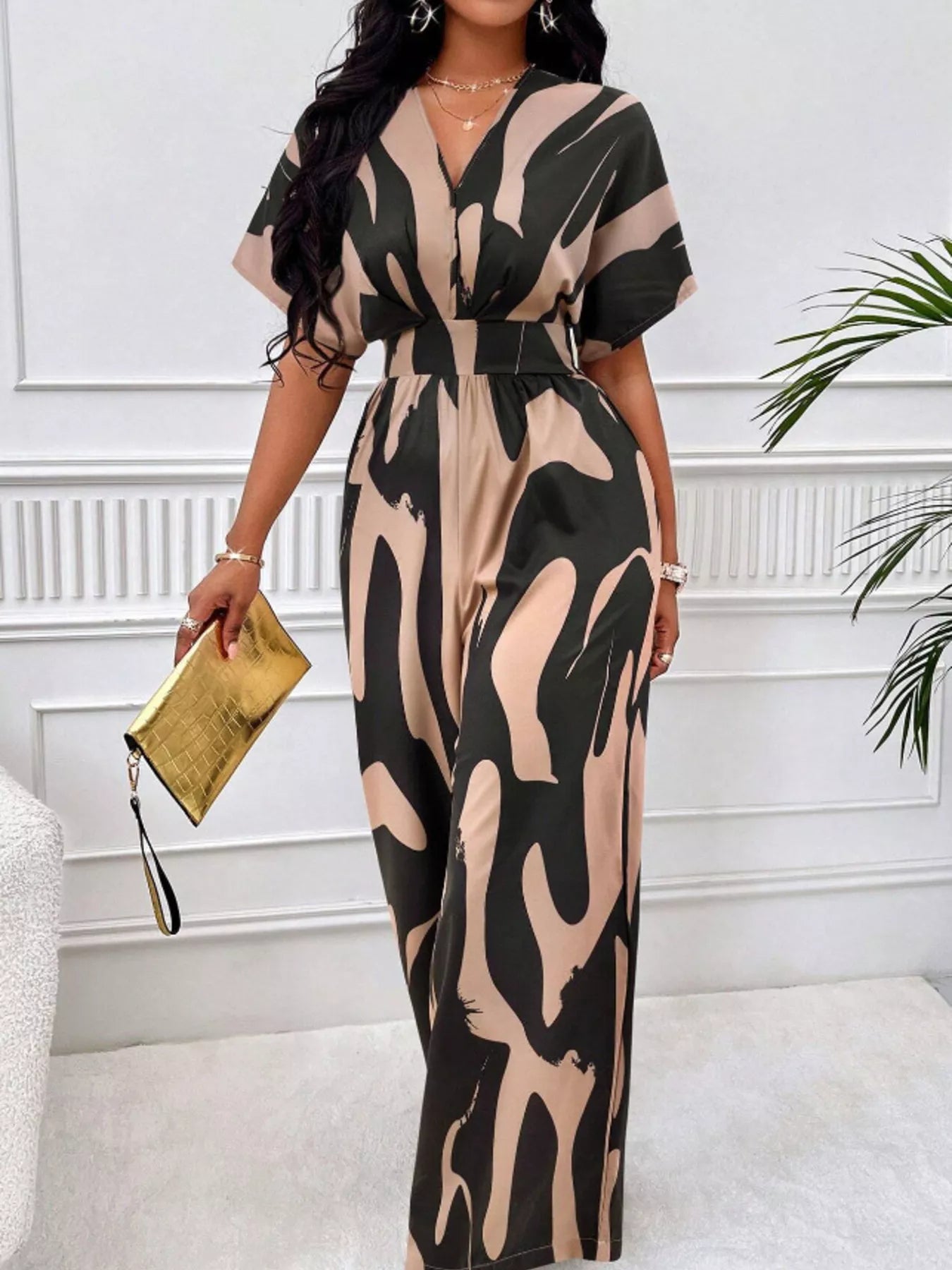 Abstract Print Wide-Leg Jumpsuit - Merit Sell