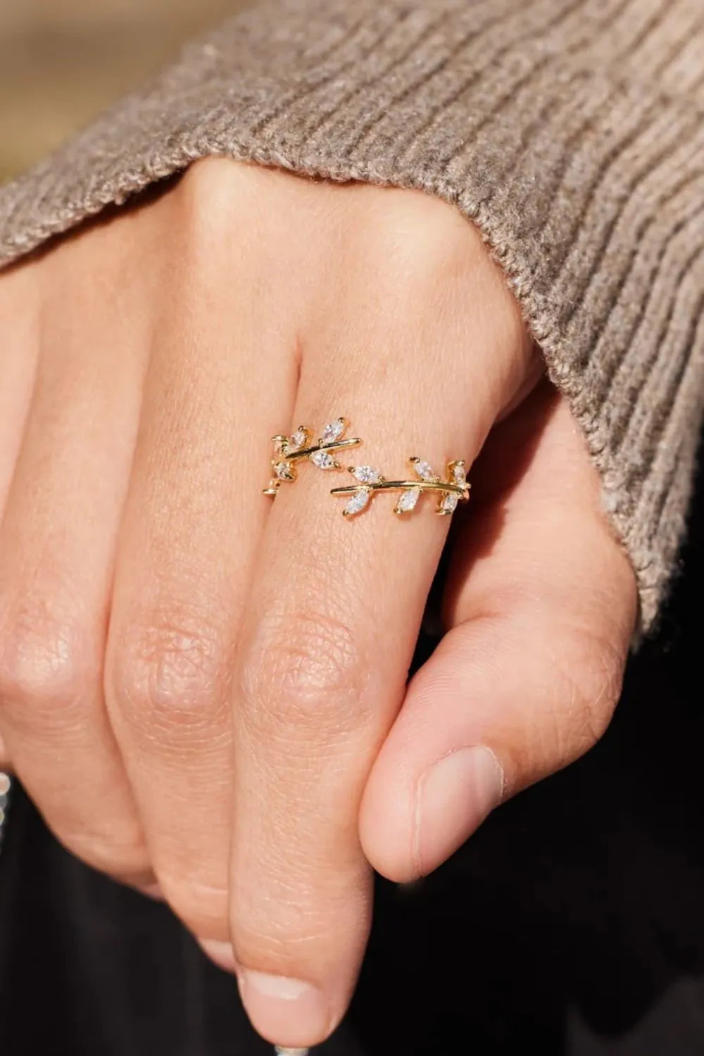 925 Sterling Silver Leaf Open Ring - Merit Sell