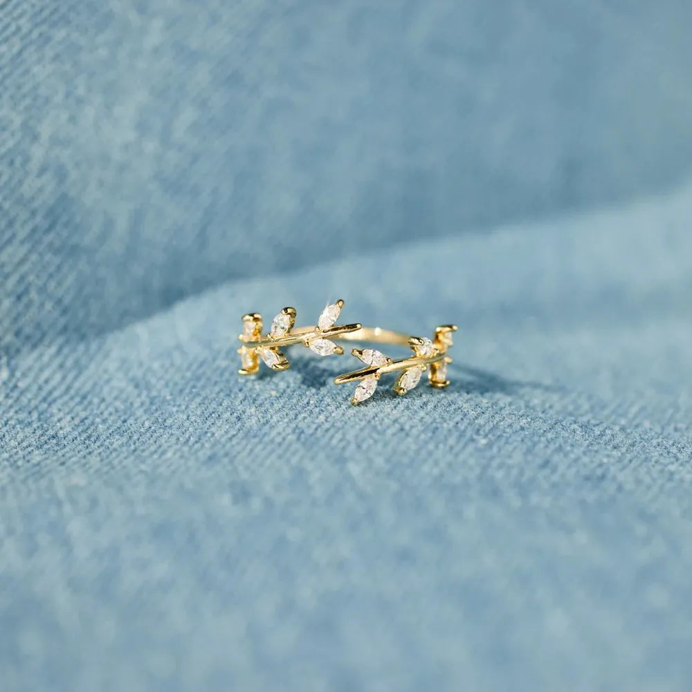 925 Sterling Silver Leaf Open Ring - Merit Sell