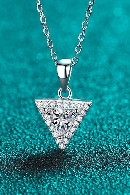 925 Sterling Silver Triangle Moissanite Pendant Necklace - Merit Sell