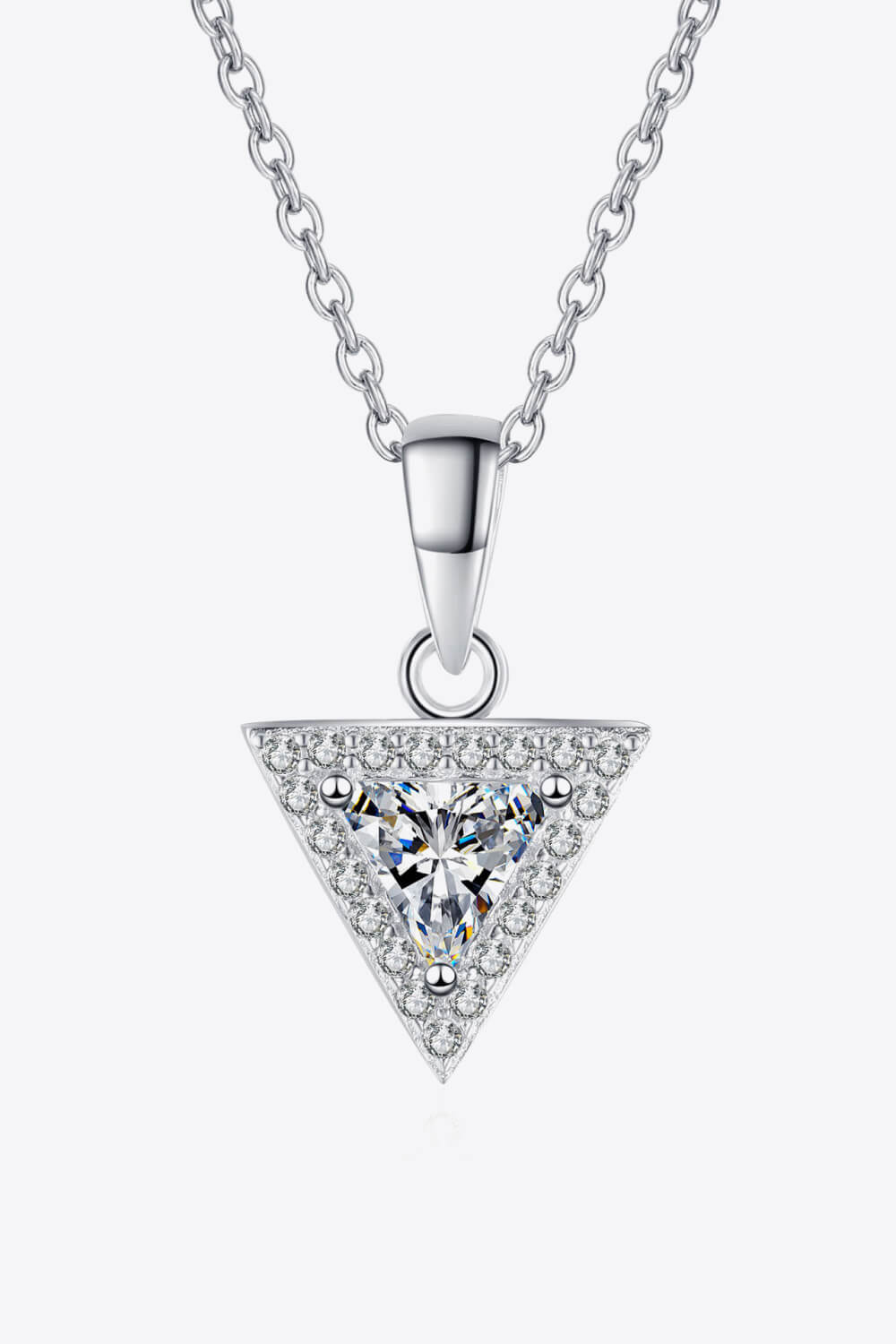 925 Sterling Silver Triangle Moissanite Pendant Necklace - Merit Sell
