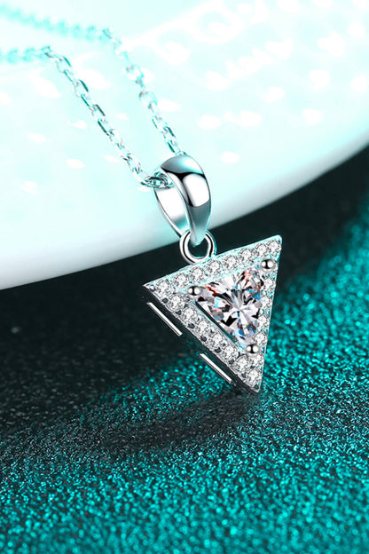 925 Sterling Silver Triangle Moissanite Pendant Necklace - Merit Sell