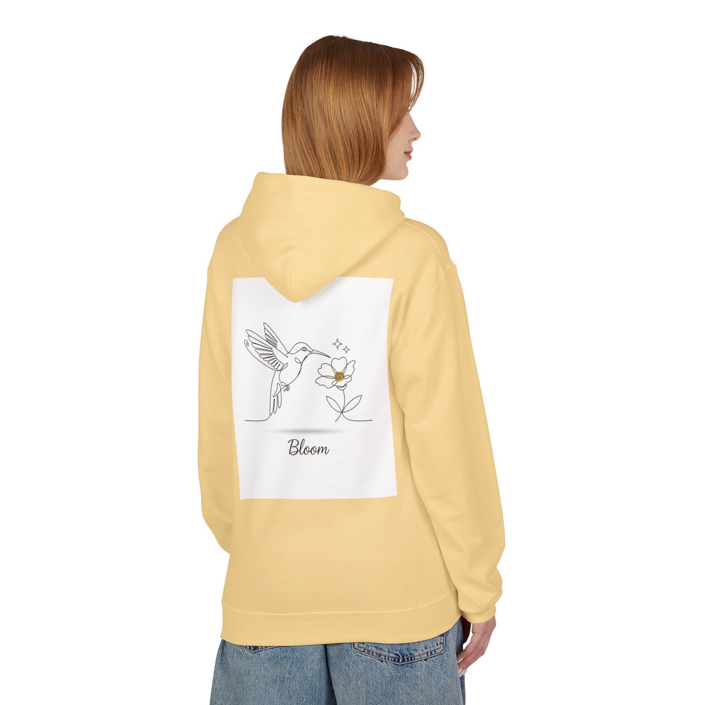 Bloom Hummingbird Hoodie — Floral Minimalist Pullover