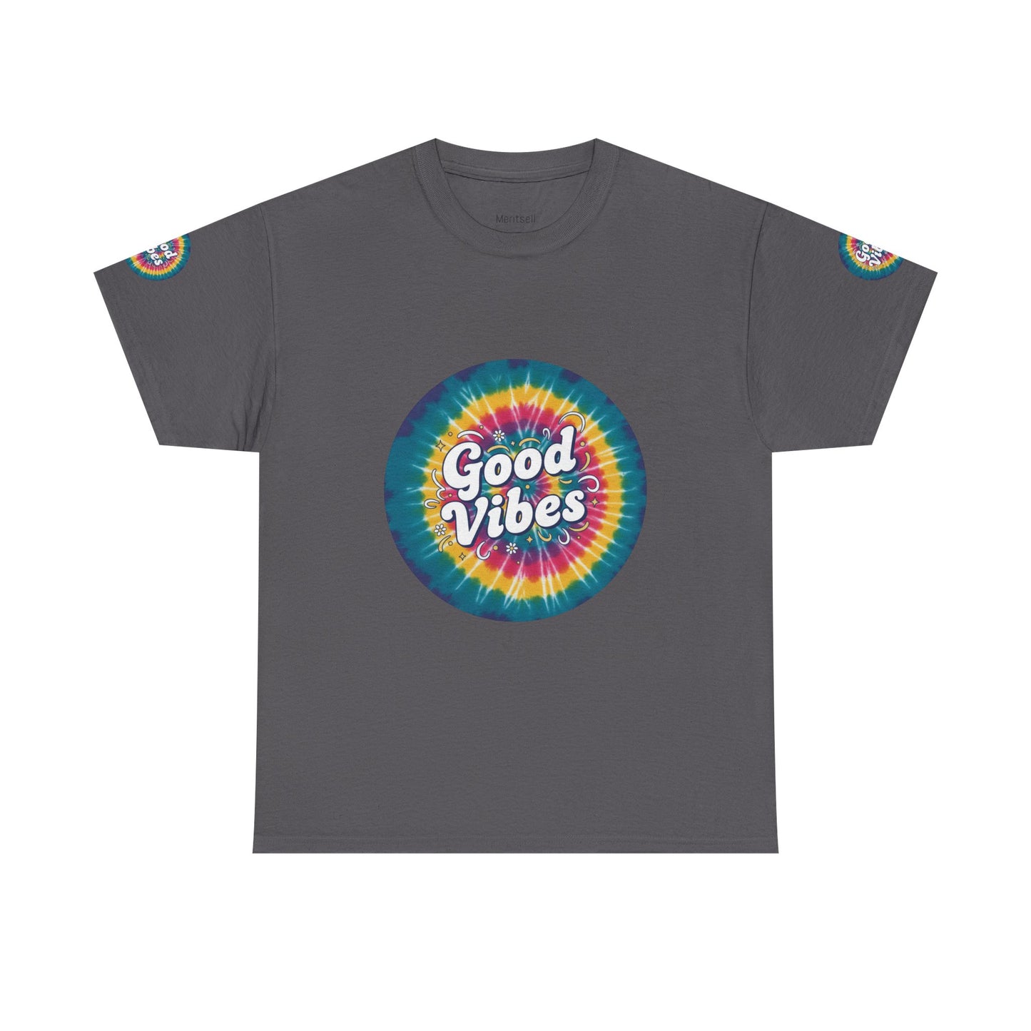 Good Vibes Tie-Dye Tee — Retro Rainbow Graphic T-Shirt