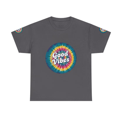 Good Vibes Tie-Dye Tee — Retro Rainbow Graphic T-Shirt