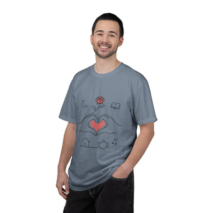 Heart Hands Graphic T-Shirt — Cozy Home, Tea & Book Love Design
