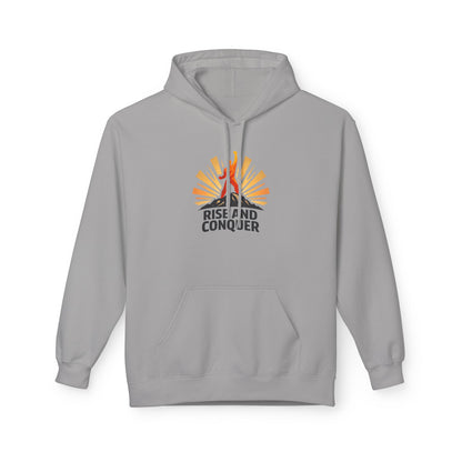 Rise and Conquer Hoodie - Motivational Sunrise Adventure Pullover