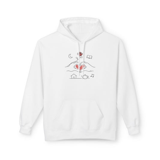 Cozy Heart & Rose Hoodie — Comfort, Home, Tea, Books Design Merit Sell