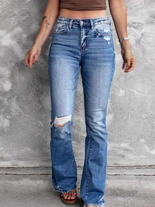Distressed Flare Jeans - Merit Sell