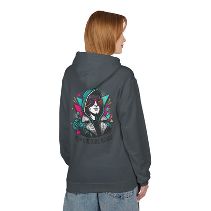 Pop Culture Remix Hoodie - Retro Neon Graphic Pullover