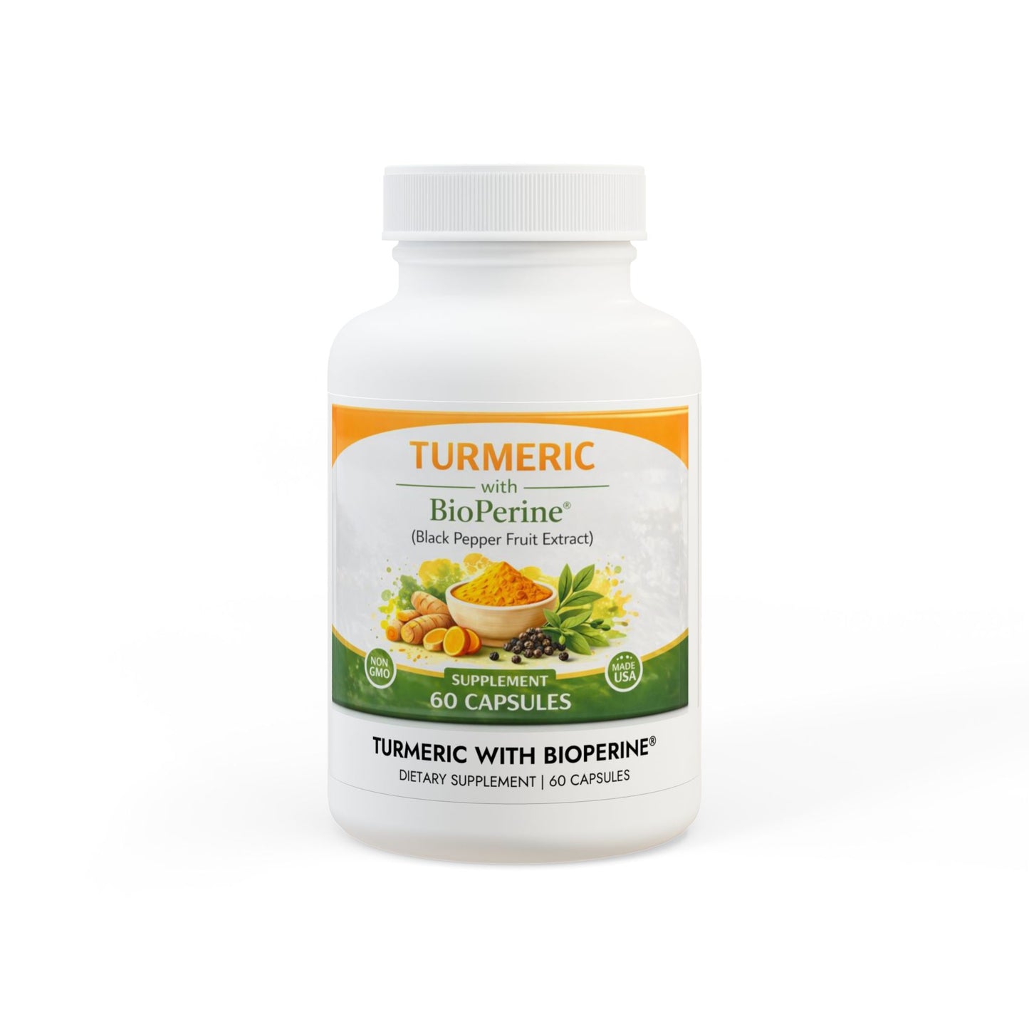 Turmeric with BioPerine® (Black Pepper Fruit Extract) Supplement (60 Capsules)