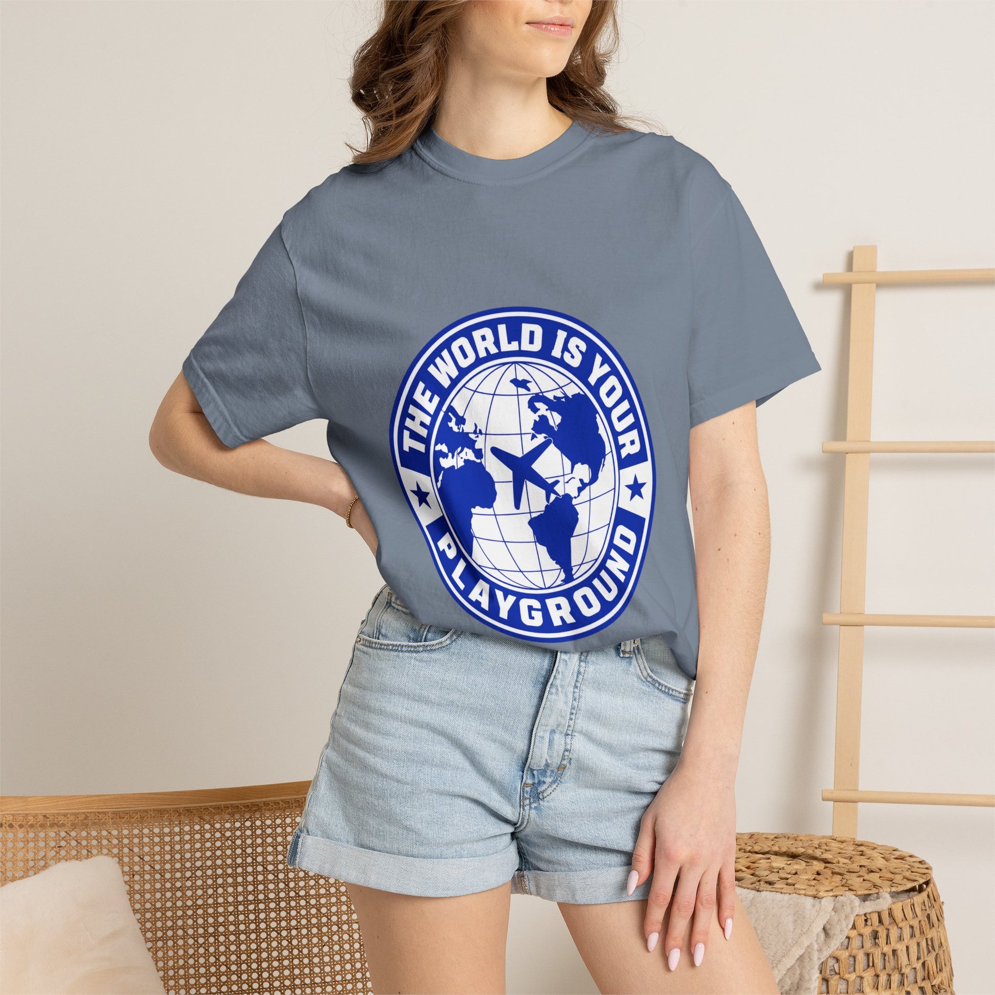 The World Is Your Playground T-Shirt — Travel Globe Graphic Tee - Merit Sell