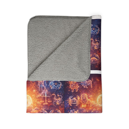 Zodiac Constellation Sherpa Blanket — Cosmic Astrology Fleece Throw