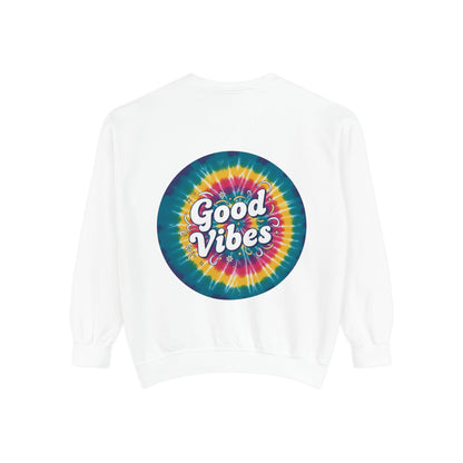 Tie-Dye "Good Vibes" Sweatshirt — Retro Colorful Cozy Pullover