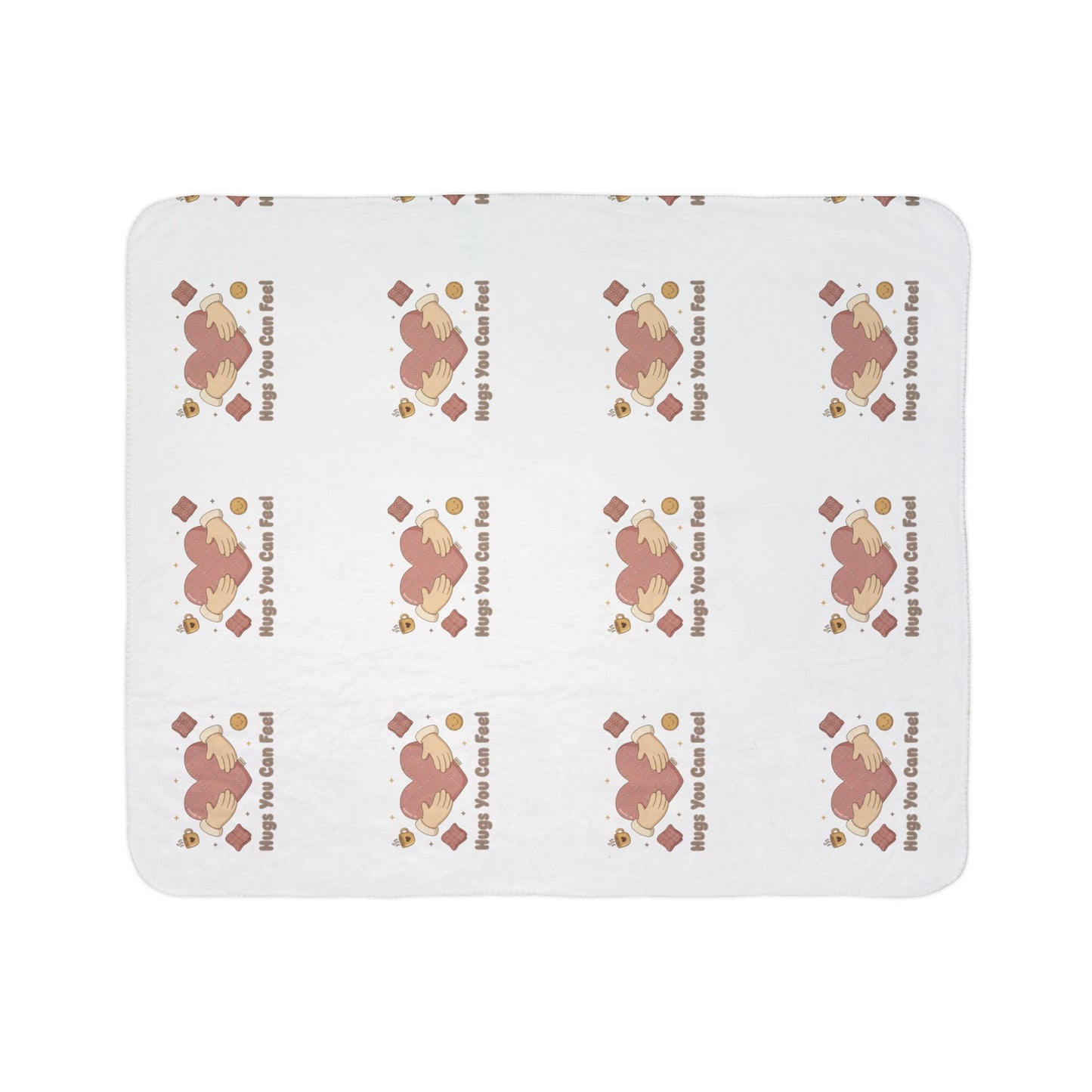 Hugs You Can Feel Sherpa Blanket — Cozy Heart Pattern Plush Throw