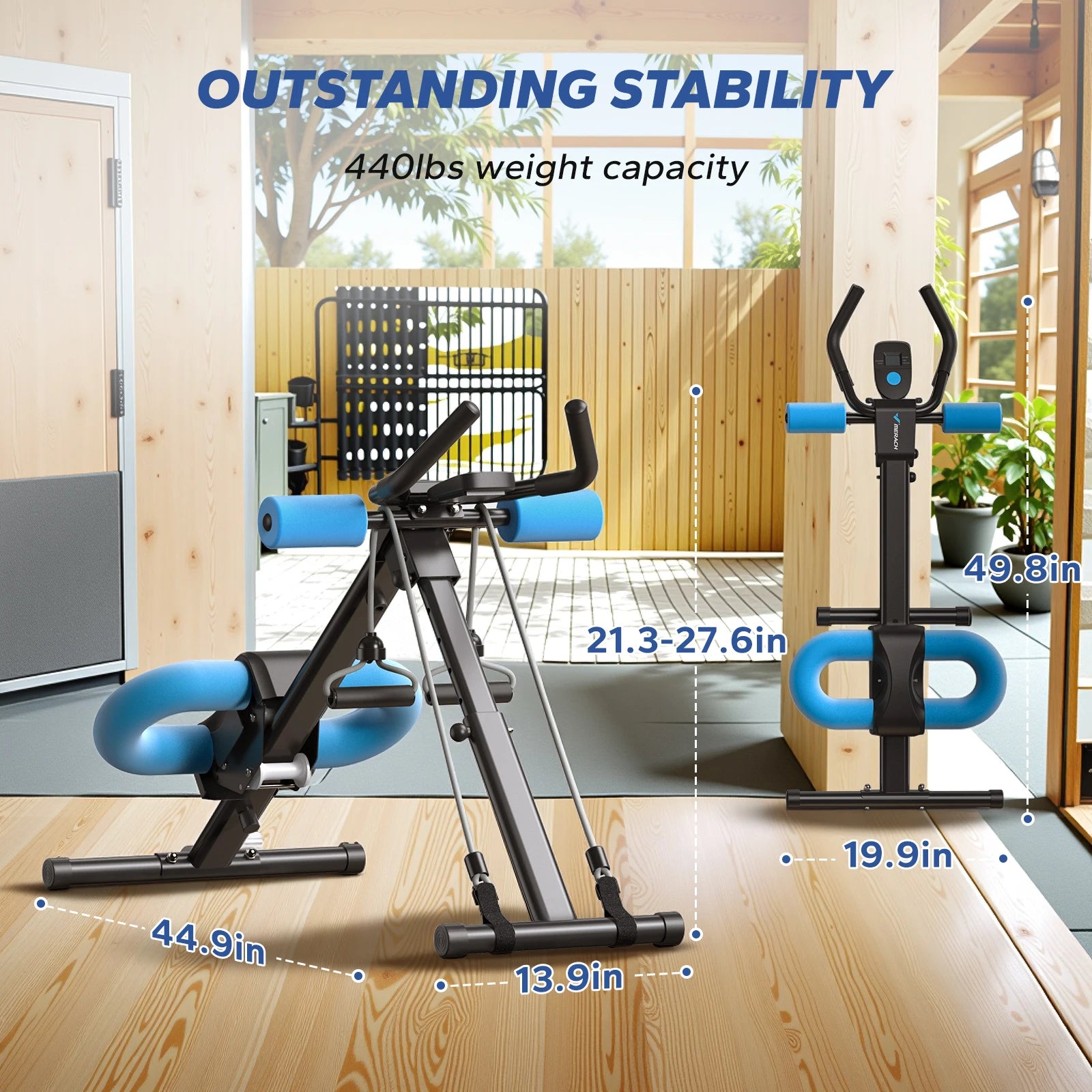 MERACH Ab Machine Adjustable Trainer Workout Foldable Knee Protection Abdominal Exercise Machine Core Ab Exercise System Trainer