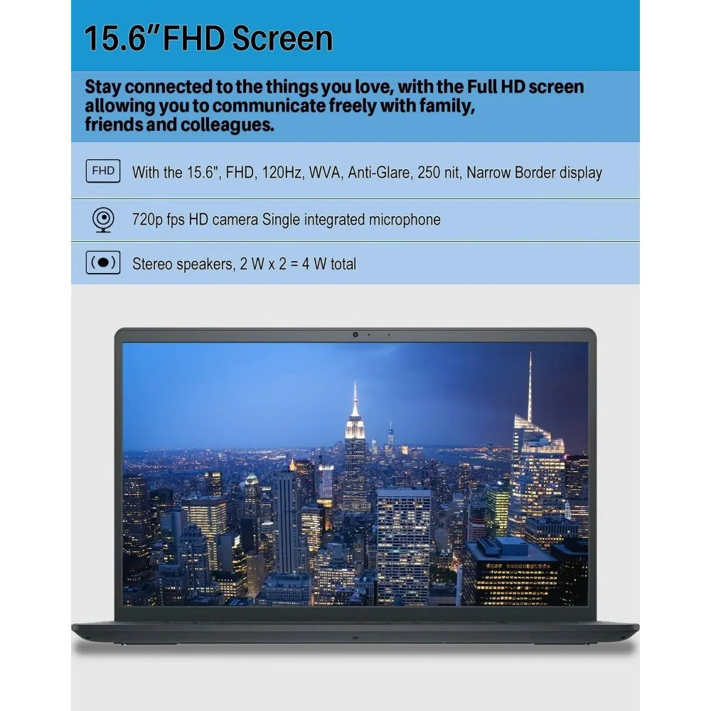 Dell Inspiron 15.6" Business Laptop,Intel Core i3-1215U,32GB RAM,2TB SSD,‎Intel UHD Graphics,Black
