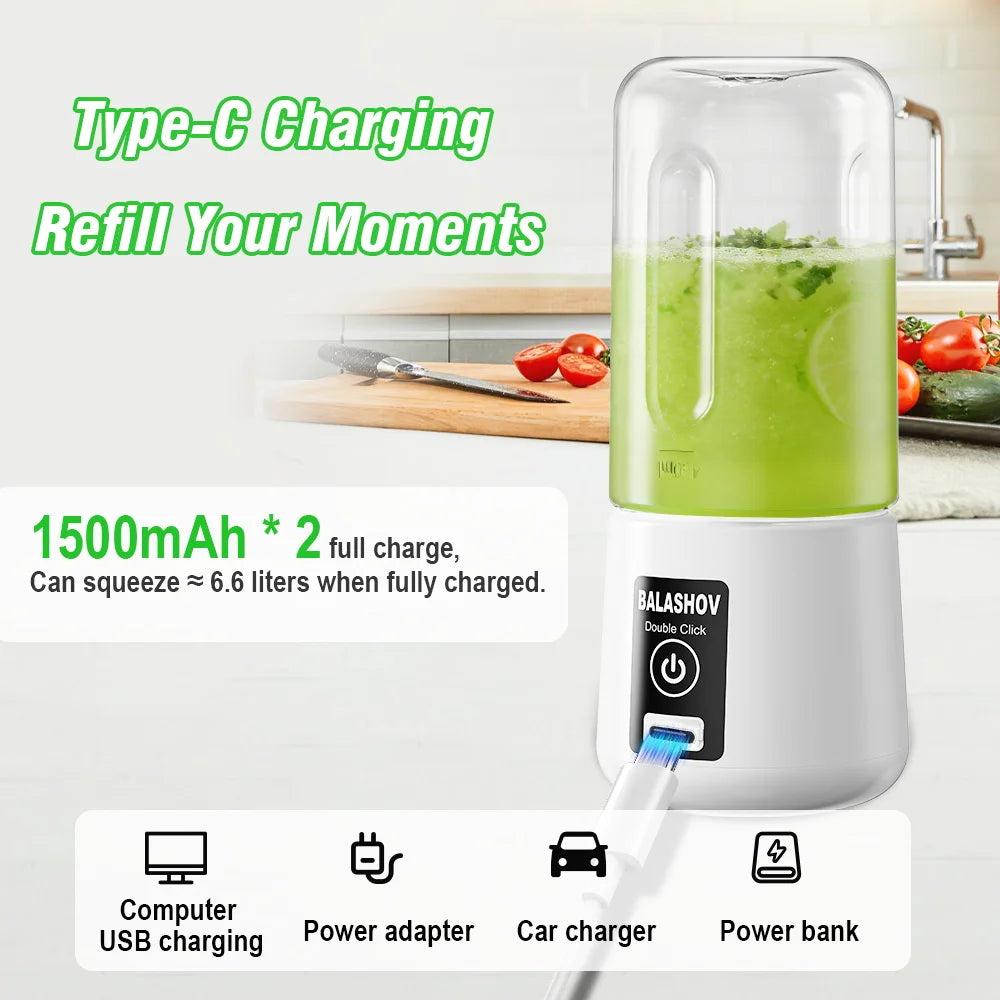 Portable Electric Juicer Mini USB Juicer Machine Shakes Smoothie Blenders Vegetables Fresh Household Juice Extractor 450ml